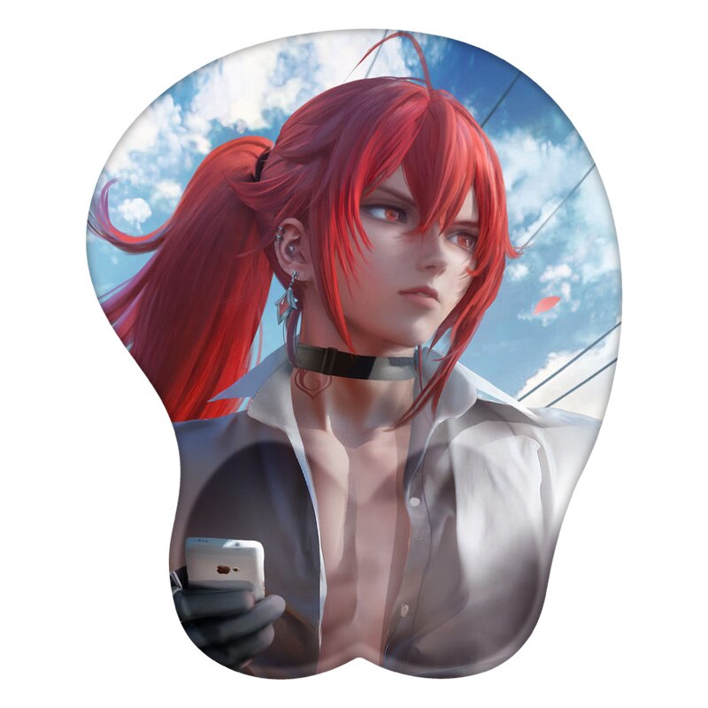 3D Mouse Pad Diluc Ragnvindr Genshin Impact Anime Wrist Rest Silicone Sexy Creative Gaming Mousepad Mat