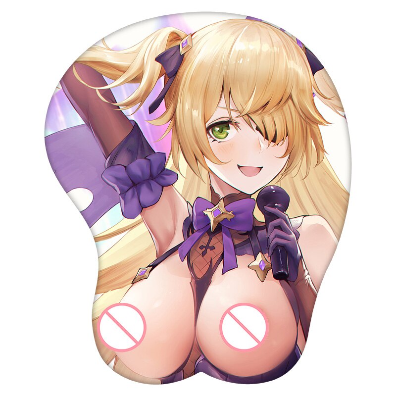 3D Mouse Pad Fischl Genshin Impact Anime Wrist Rest Silicone Sexy Creative Gaming Mousepad Mat