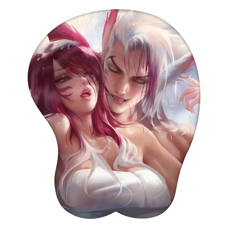 League Of Legends Xayah And Rakan In The Same Box 3D Mouse Pad Anime Wrist Rest Silicone Creative Gaming Mousepad Mat