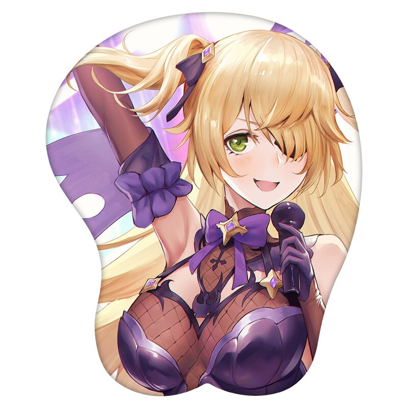 3D Mouse Pad Fischl Genshin Impact Anime Wrist Rest Silicone Sexy Creative Gaming Mousepad Mat