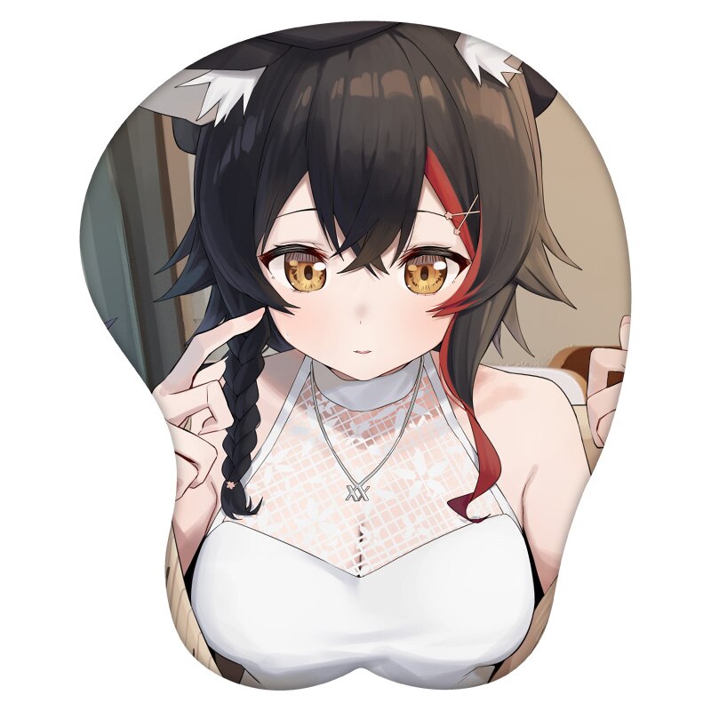 3D Mouse Pad Ookami Mio Hololive  Anime Wrist Rest Silicone Sexy Creative Gaming Mousepad Mat