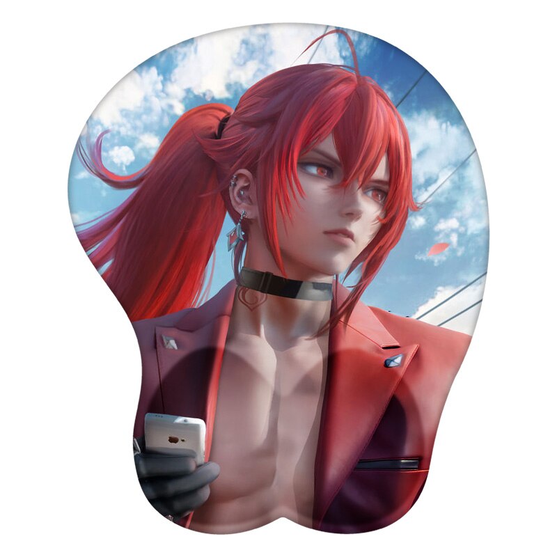 3D Mouse Pad Diluc Ragnvindr Genshin Impact Anime Wrist Rest Silicone Sexy Creative Gaming Mousepad Mat