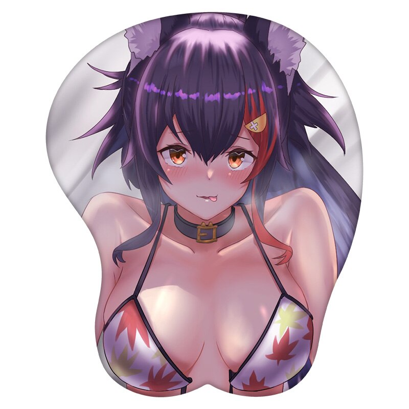 3D Mouse Pad Ookami Mio Hololive  Anime Wrist Rest Silicone Sexy Creative Gaming Mousepad Mat