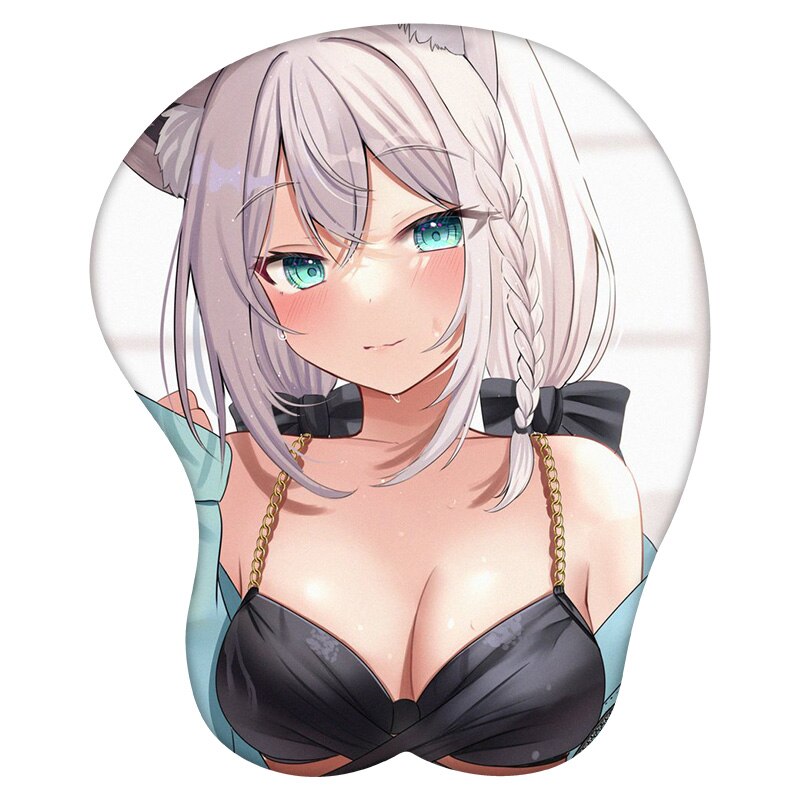 3D Mouse Pad Shirakami Fubuki Hololive  Anime Wrist Rest Silicone Sexy Creative Gaming Mousepad Mat