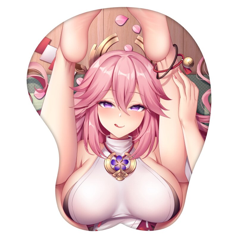 3D Mouse Pad Yae Miko Genshin Impact  Anime Wrist Rest Silicone Sexy Creative Gaming Mousepad Mat