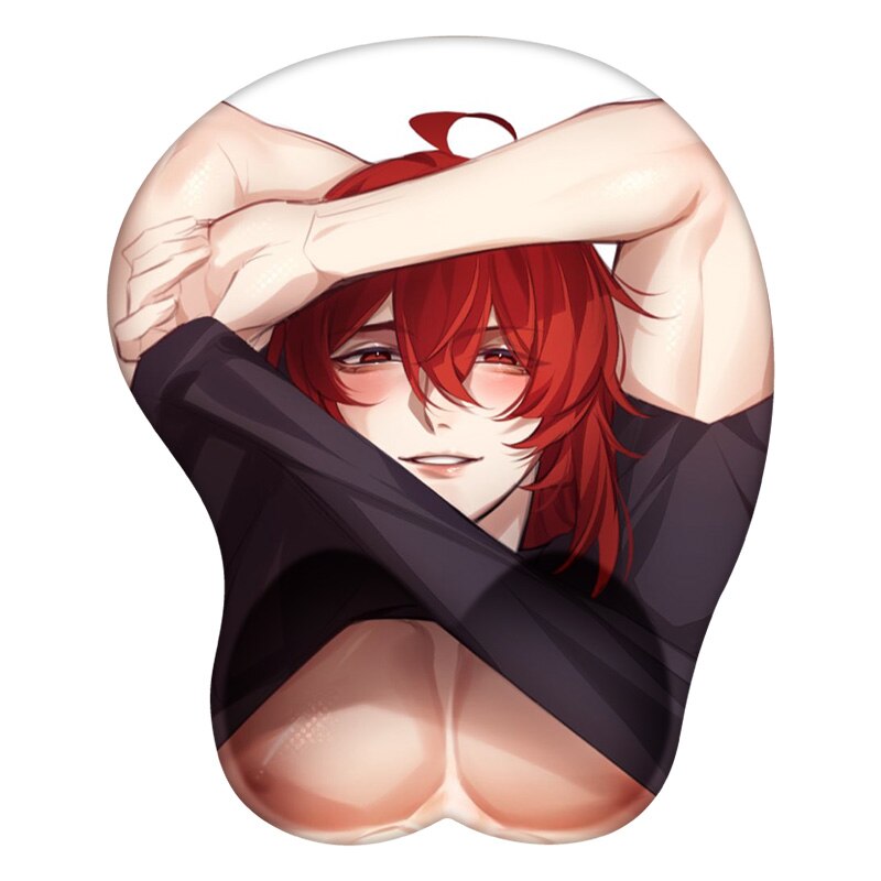 3D Mouse Pad Men&#39;s And Women Version Diluc Ragnvindr Genshin Impact  Anime Wrist Rest Silicone Sexy Creative Gaming Mousepad Mat