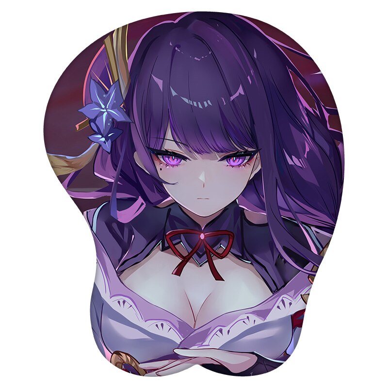 3D Mouse Pad Raiden Ei Genshin Impact  Anime Wrist Rest Silicone Sexy Creative Gaming Mousepad Mat