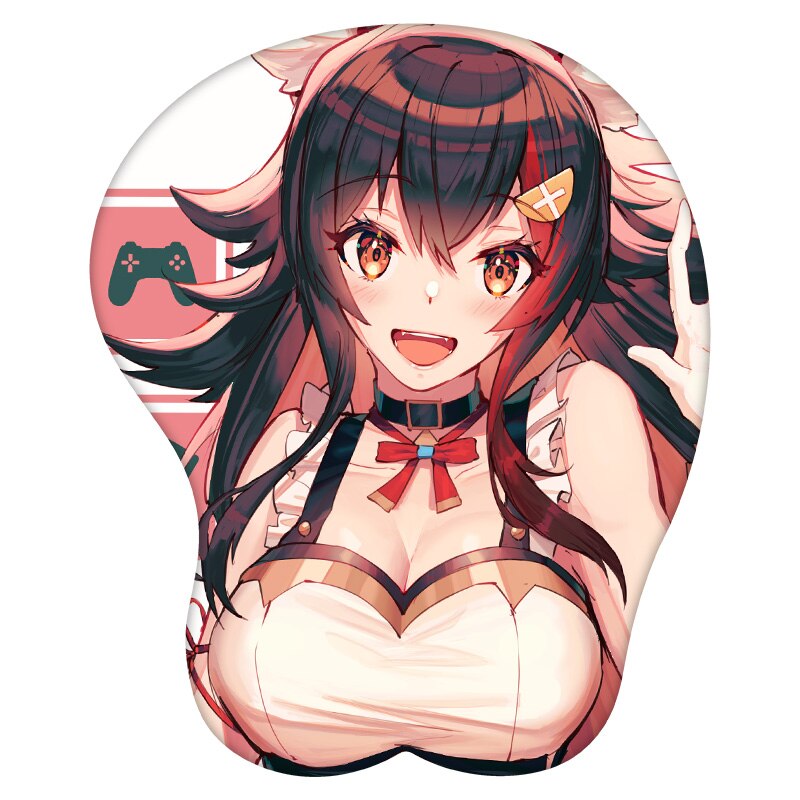 3D Mouse Pad Ookami Mio Hololive  Anime Wrist Rest Silicone Sexy Creative Gaming Mousepad Mat