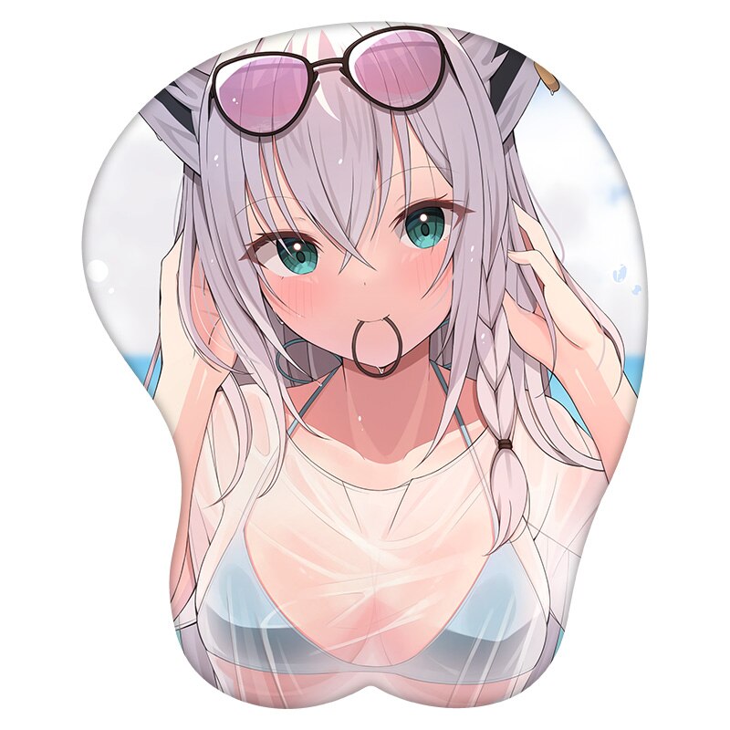 3D Mouse Pad Shirakami Fubuki Hololive  Anime Wrist Rest Silicone Sexy Creative Gaming Mousepad Mat