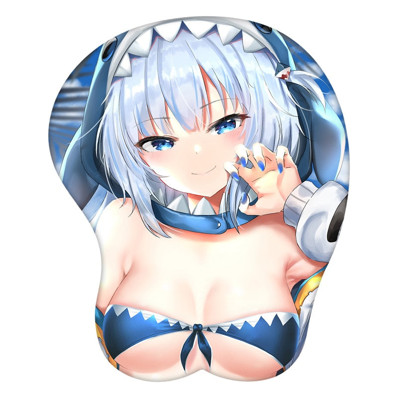Gawr Gura Hololive Anime 3D Mouse Pad Wrist Rest Silicone Sexy Creative Gaming Mousepad Mat