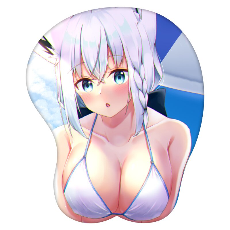 3D Mouse Pad Shirakami Fubuki Hololive  Anime Wrist Rest Silicone Sexy Creative Gaming Mousepad Mat