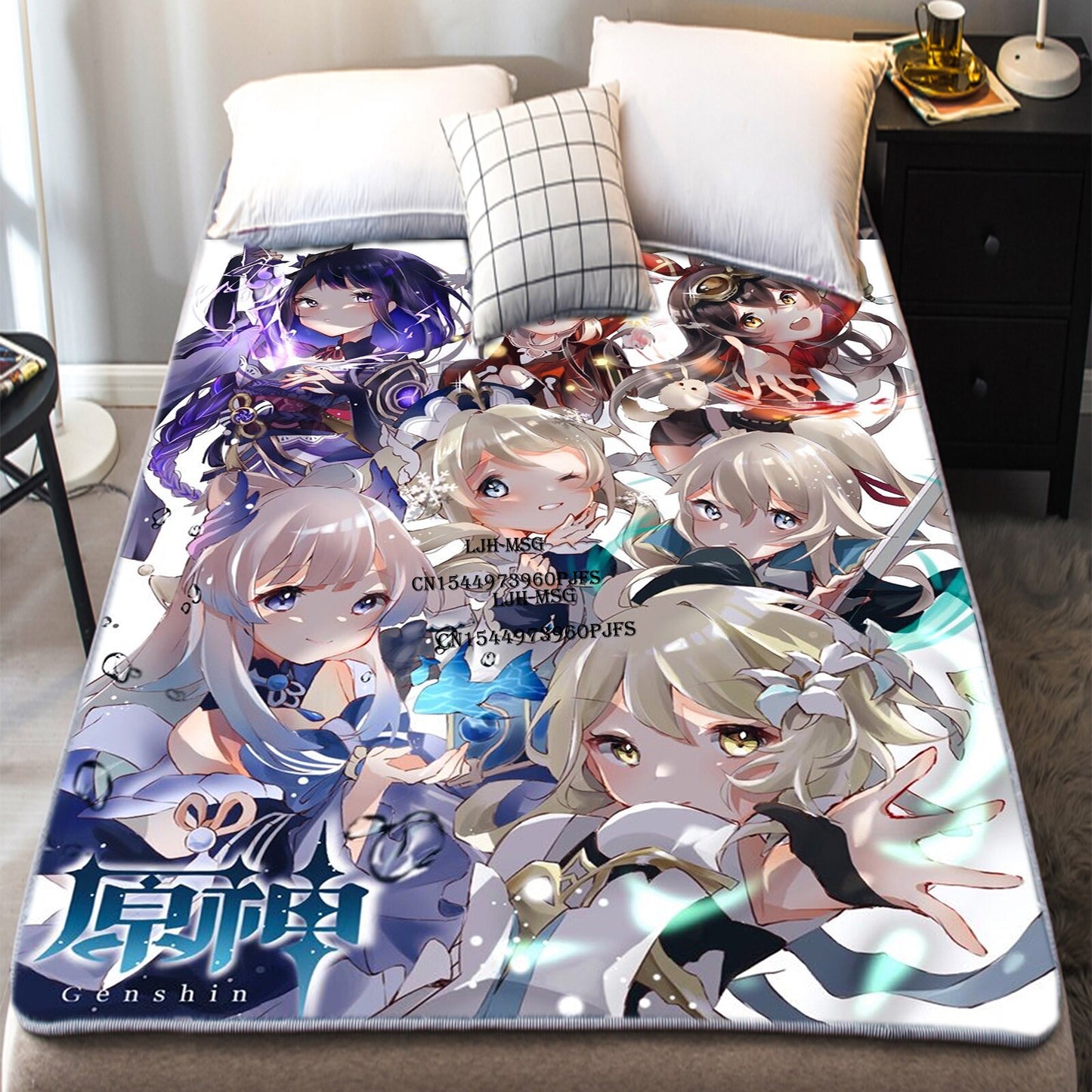 Genshin Impact Blanket Flannel  Anime Stuff Adult Doujin Sexy Art Poster Soft Throw Blankets Custom for Bedding Travel Throws