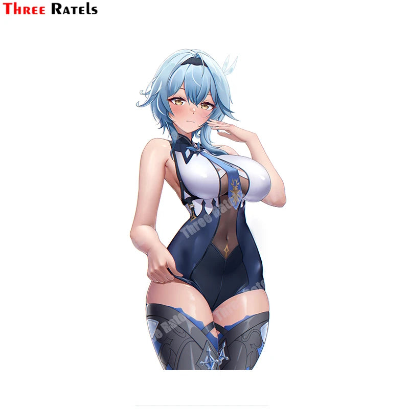 Three Ratels B157 Sexy Anime Girl Eula Of Genshin Impact Sticker For Car Styling Car Accessories Vinyl Material Waterproof Decal