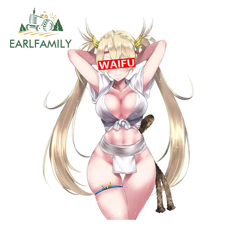 EARLFAMILY 13cm x 5.7cm for Sexy Girl Waifu Car Stickers Anime Creative Decals Scratch-Proof Caravan Helmet Decoration Car Good