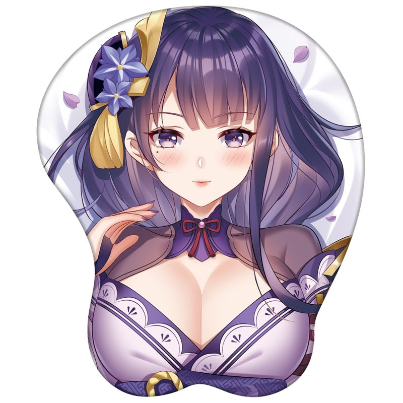 Tapis de souris Genshin Impact Hutao Ganyu Keqing Eula Yae Miko Gamer Anime Sexy Girl Tapis de souris 3D Oppai Silicone Gel Poignet Souple Mous