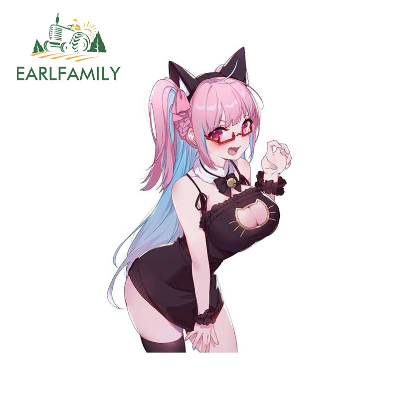 EARLFAMILY 13cm x 7.9cm for Kantai Collection Car Sticker Cute Cat Loli Kawaii NSFW Decal Waterproof Bumper Windows Decoration