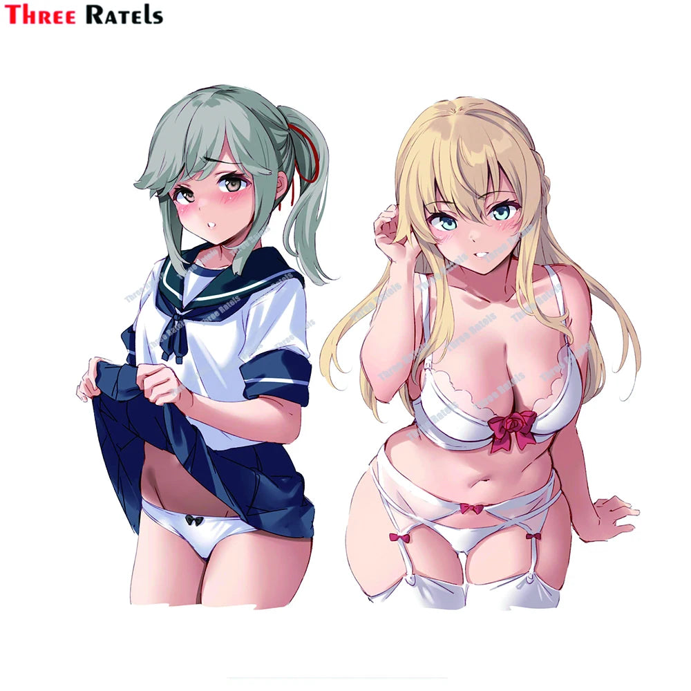 Three Ratels D745 Sexy Anime Girl With Swimsuit Underwear Car Stickers Auto Decals  External Decoration