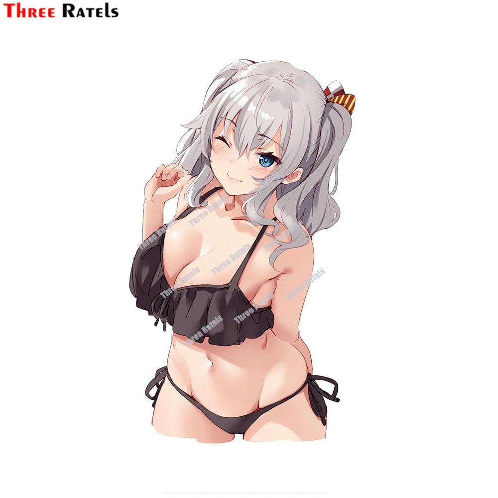 Three Ratels D673 Cute Sexy Anime Girl Sticers For Kashima Kantai Collection Car Accessories Auto Decals Vinyl Waterproof Materi