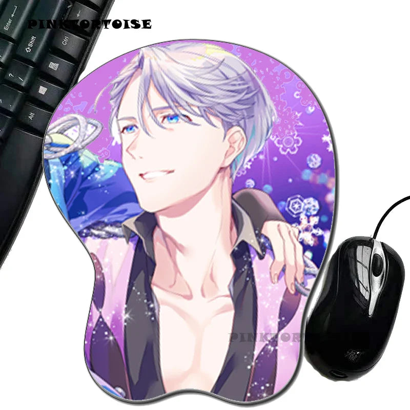 Anime  YURI!!! on ICE Anime MousePad Victor Nikiforov 3D Breast Mouse Pad Silicone Wrist Rest  Mousepad Hand PC Mouse mat