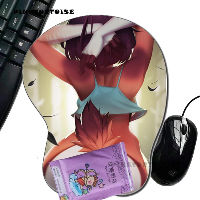 PINKTORTOISE carton Anime 3D Butt Mouse Pad  with Silicone Wrist Rest Mousepad Chest Mouse Hand PC Office Comic Mouse mat