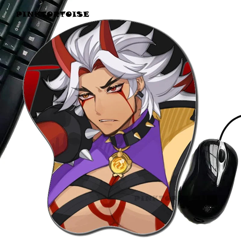 Anime  Anime Mouse Pad Arataki Itto 3D Breast Mouse Pad Silicone Wrist Rest Mousepad Hand PC Office Mouse mat