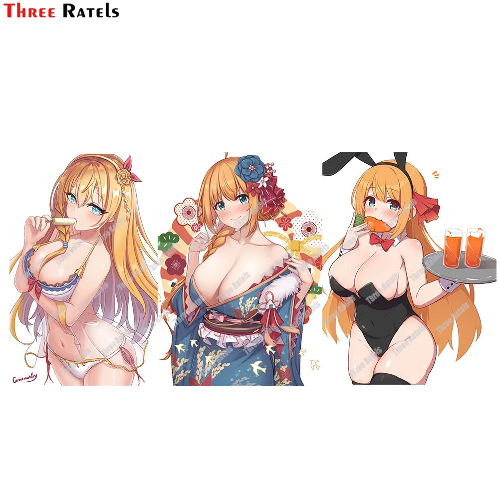 Three Ratels E310 Sexy 3D  Anime Girl For Pecorine Princess Connect Car Stickers Auto Accessories Vinyl Material