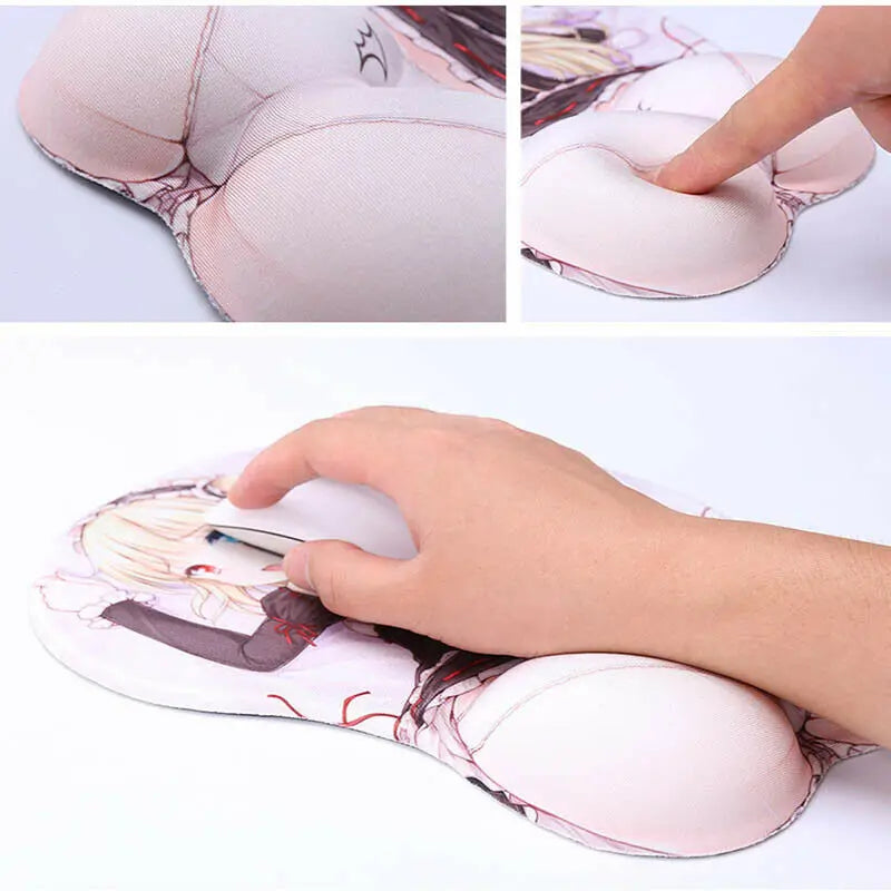 PINKTORTOISE anime Eula Lawrence Soft Silicon Holo 3D chest Mouse Pad Ergonomic Mouse Pad Gaming MousePad mat playmat