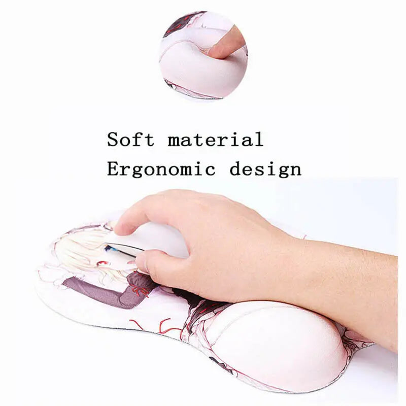 PINKTORTOISE 3D Mouse Pad Ergonomic Soft Silicon Gel Anime Mousepad With Wrist Support Mouse Mat For Girls Gift