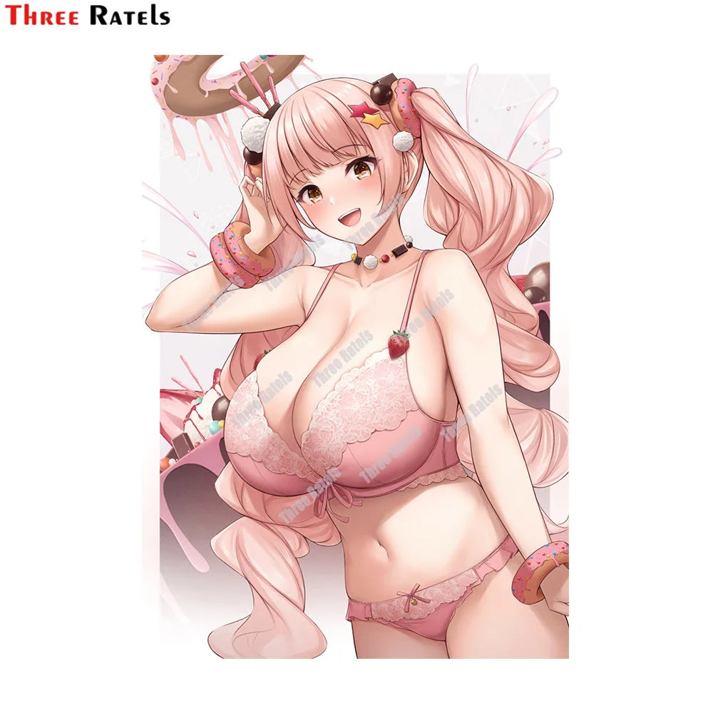 Three Ratels E309 Sexy Anime Amano Roze Original Personality Car Stickers PVC Fashion Auto Decorative Accessories