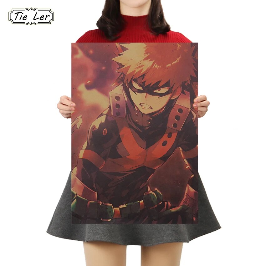 TIE LER My Hero Academia Cartoon Anime Kraft Paper Poster Cafe Bars Kitchen Decor Posters Adornment Vintage Poster