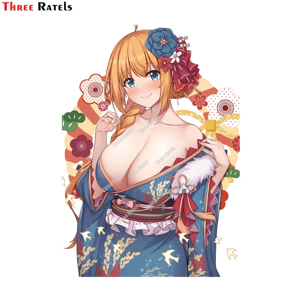 Three Ratels E310 Sexy 3D  Anime Girl For Pecorine Princess Connect Car Stickers Auto Accessories Vinyl Material