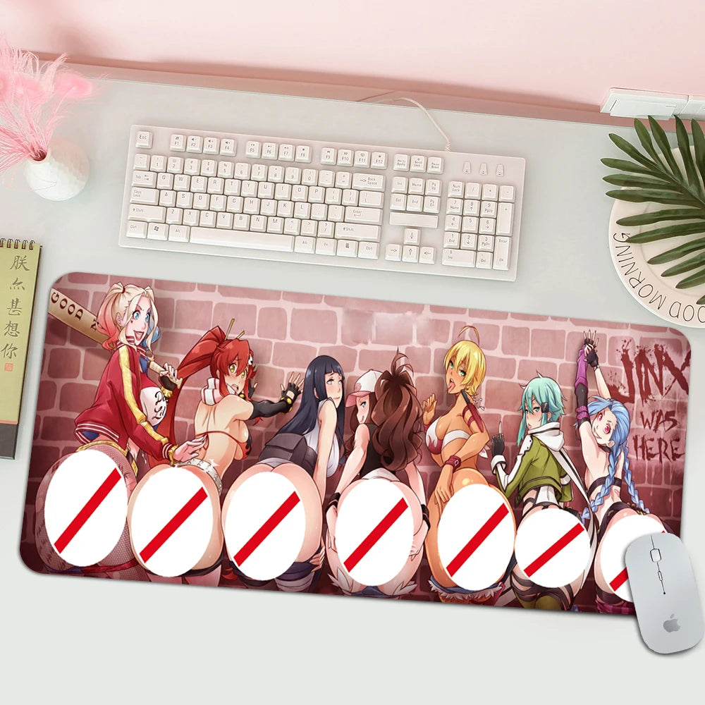 Anime Mouse Pad RGB Sexy Big Ass Girls Notebook PC Gamer 7 Color LED Lights USB Desktop Keyboard Rug Gaming Accessories Desk Mat