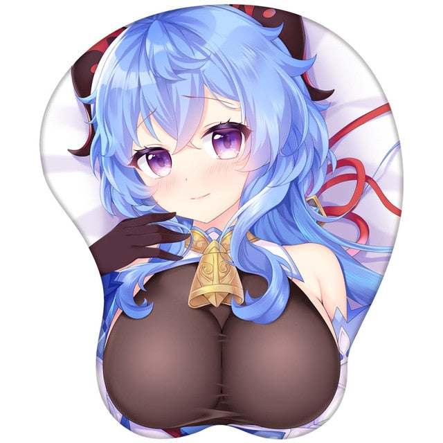 Tapis de souris Genshin Impact Hutao Ganyu Keqing Eula Yae Miko Gamer Anime Sexy Girl Tapis de souris 3D Oppai Silicone Gel Poignet Souple Mous