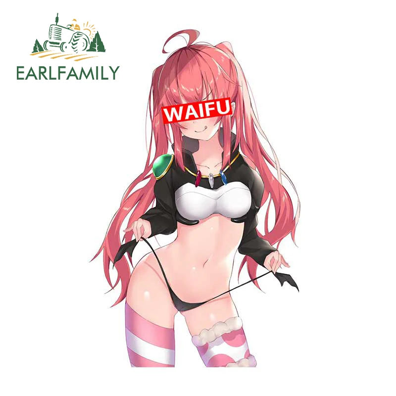 EARLFAMILY 13cm x 5.7cm for Sexy Girl Waifu Car Stickers Anime Creative Decals Scratch-Proof Caravan Helmet Decoration Car Good