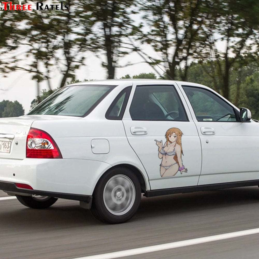 Three Ratels B886 Sexy Anime  Girl Asuna Cartoon Car Sticker For Body Cover Decoration Vinyl Material Waterproof Property