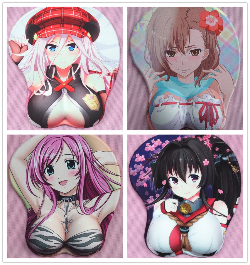 2020 new version Japanese anime 3d mouse pad wristbands Cartoon Creative sexy mouse pad Chest beauty mouse pad Free Shipping