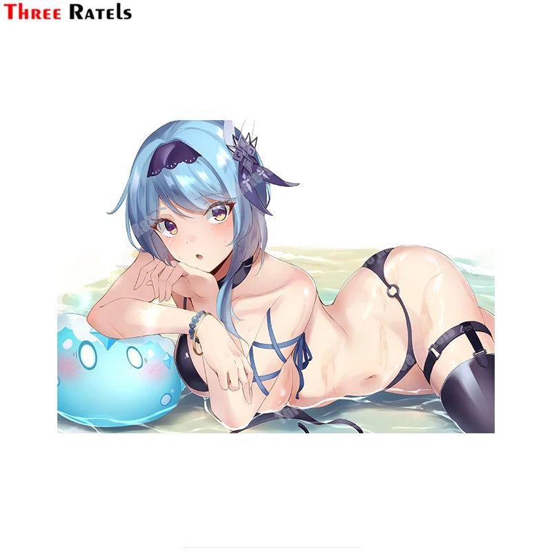 Three Ratels B157 Sexy Anime Girl Eula Of Genshin Impact Sticker For Car Styling Car Accessories Vinyl Material Waterproof Decal