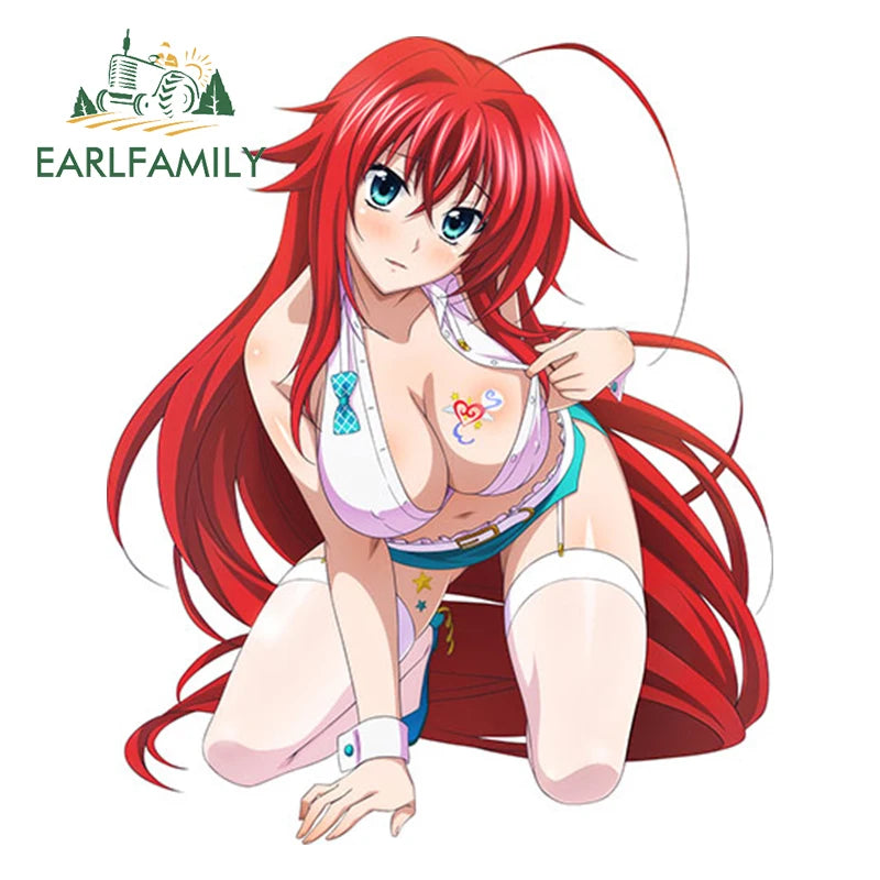 EARLFAMILY 13cm Sexy Uniform Girl Decal 3D Hentai Anime Waterproof Car Sticker Rias Gremory Vinyl Waterproof JDM Car Styling