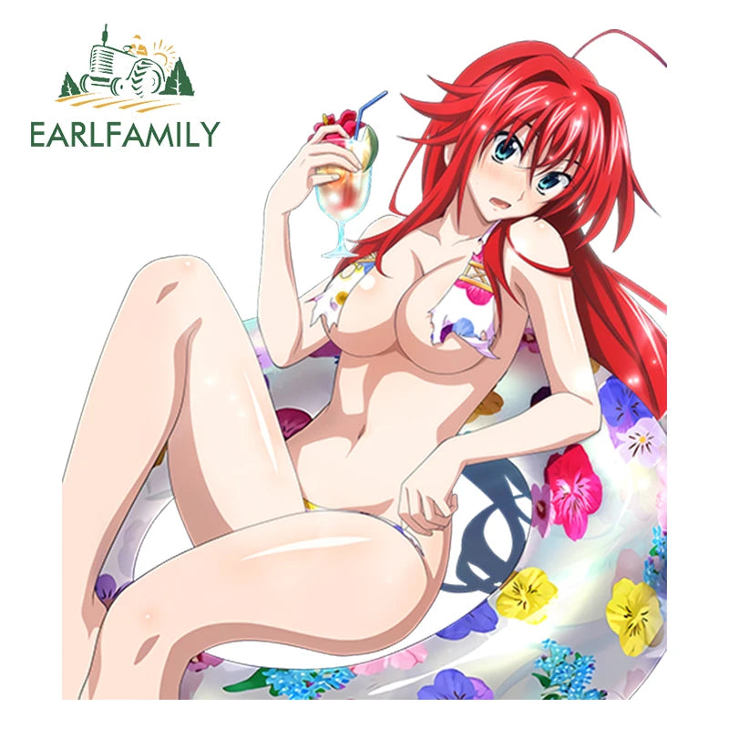 EARLFAMILY 13cm Sexy Uniform Girl Decal 3D Hentai Anime Waterproof Car Sticker Rias Gremory Vinyl Waterproof JDM Car Styling