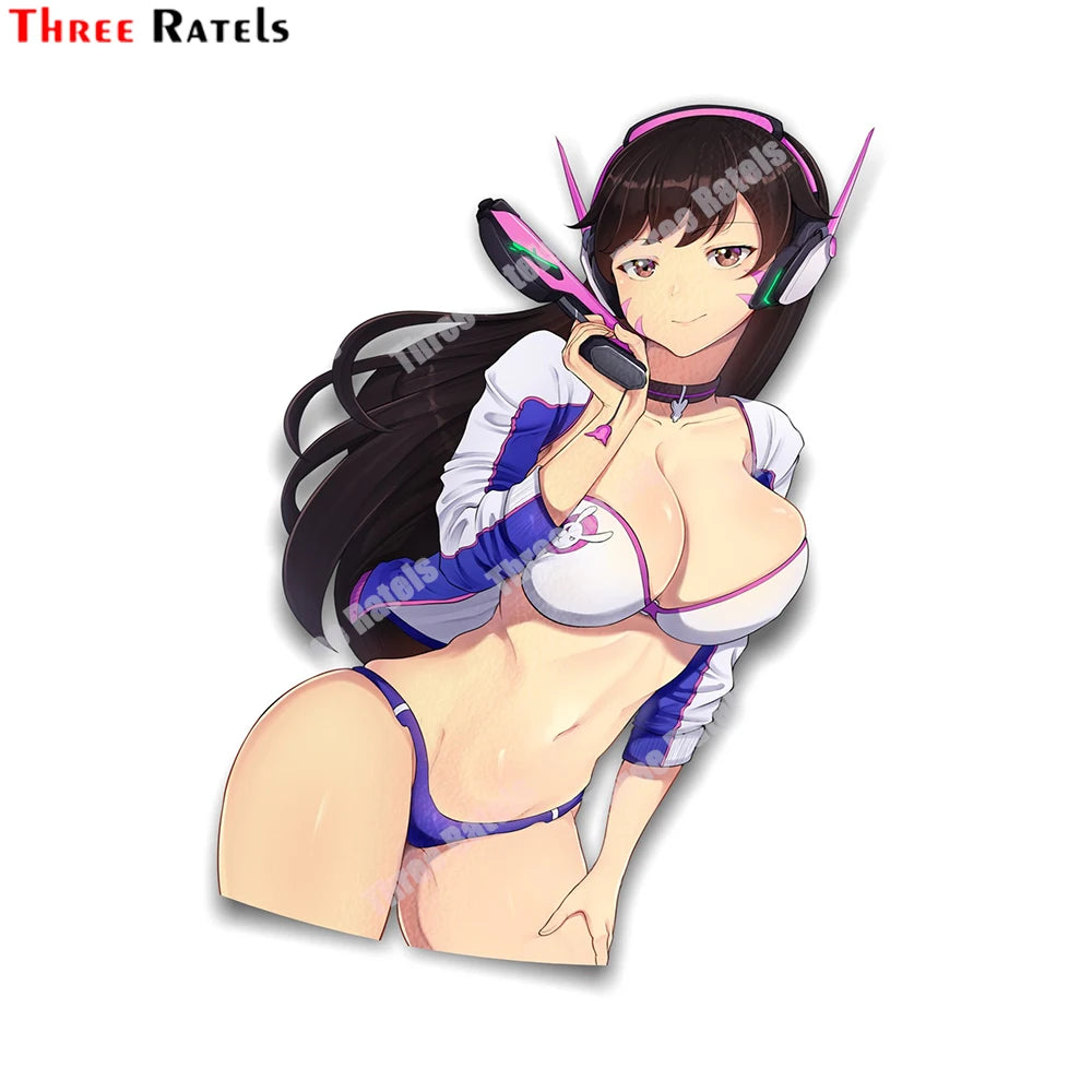 Three Ratels B880 Cartoon Role D.Va For Passat B6 Sexy Anime Girl Stickers And Decals For Car Body Decoration