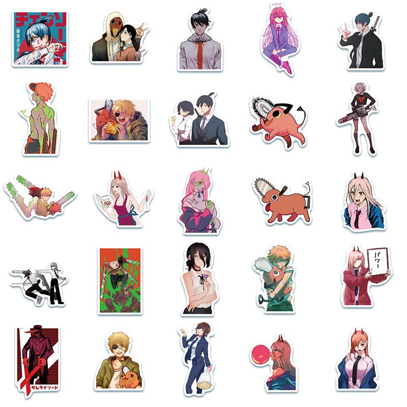 10/30/50PCS New Anime Chainsaw Man Doodle Nice Sticker for Laptop Skateboard Luggage Motorcycle Fridge Waterproof Decal Toy