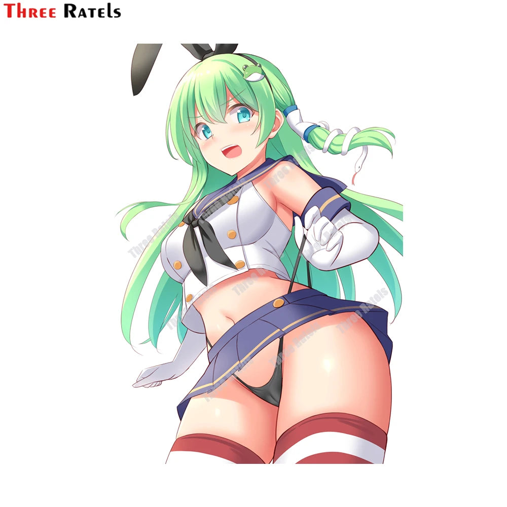 Three Ratels E314 Kochiya Sanae And Shimakaze Touhou  Sexy Anime Girl Car Stickers Wall Decal Anime Cute Auto Accessories For Ho