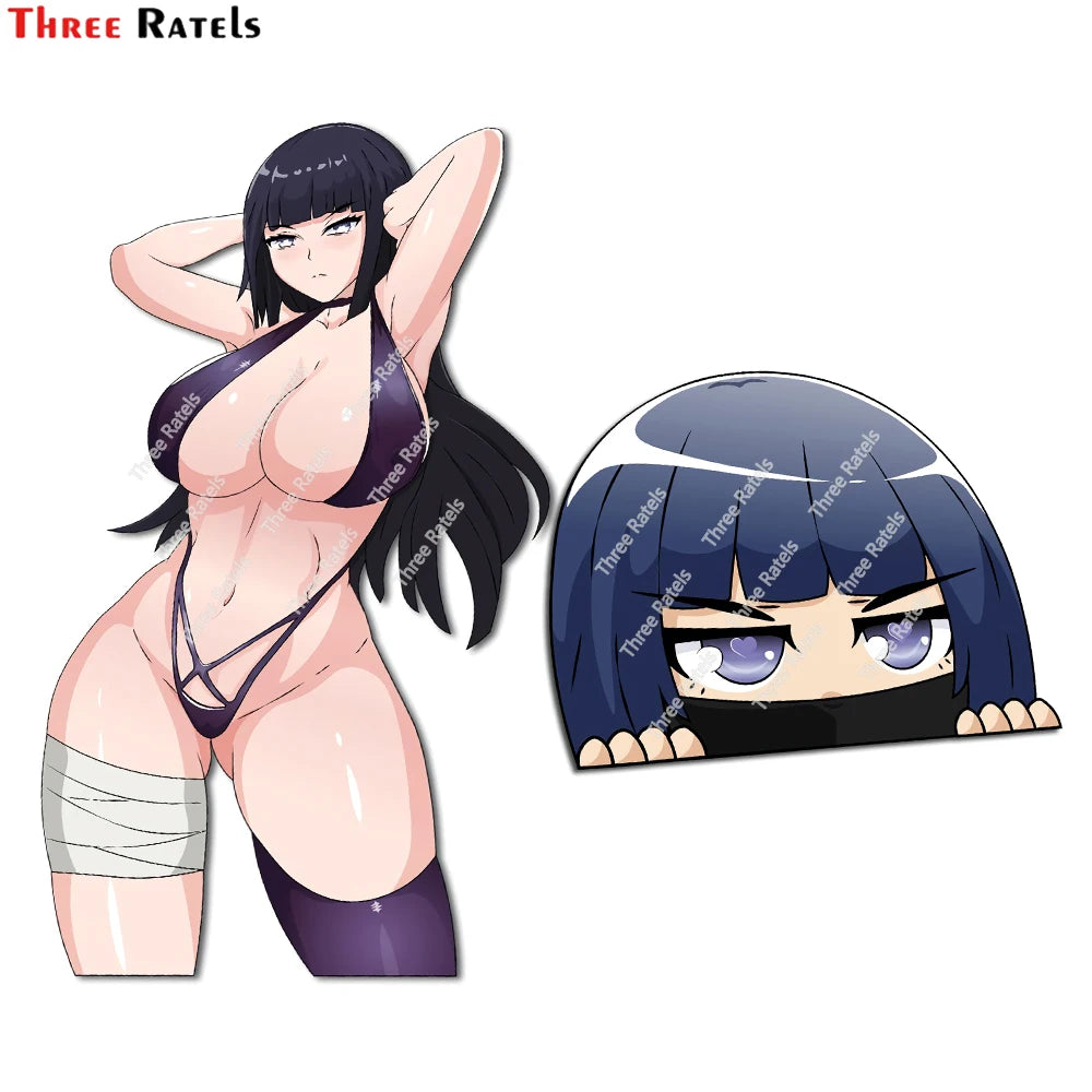 Three Ratels E494 Sexy Anime Girl BIKINI HINATA And HINATA PEEKER Stickers For Laptop Luggage Skateboard Decoration