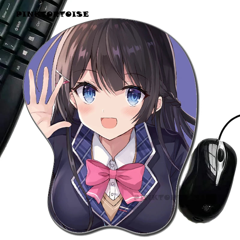 PINKTORTOISE 3D Mouse Pad Ergonomic Soft Silicon Gel Anime Mousepad With Wrist Support Mouse Mat For Girls Gift