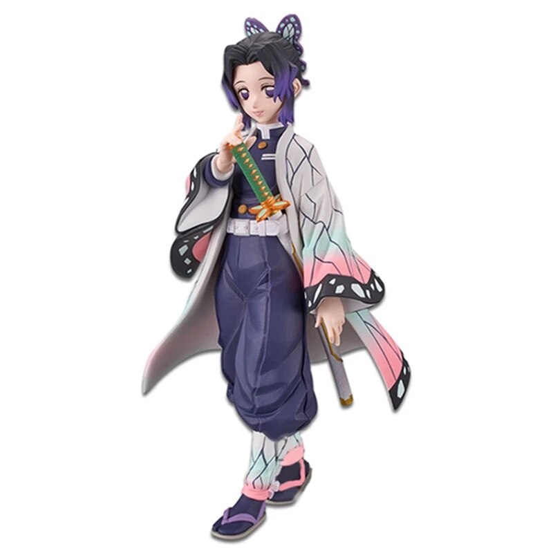 15cm Demon Slayer Kochou Shinobu Standing Yellow PVC Action Figure Kimetsu No Yaiba Tanjirou Nezuko Model Toys