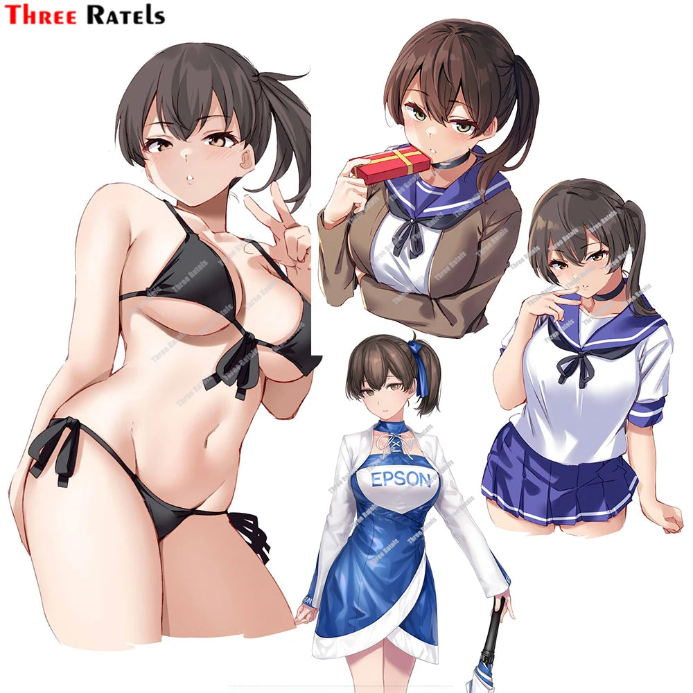 Three Ratels D670 Sexy Anime Girl For Kaga Kantai Collection Automobiles & Motorcycles Car Stickers Auto Decals  Vinyl Material