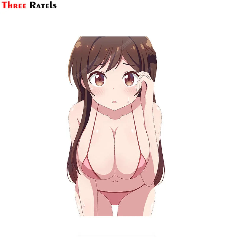 Three Ratels A662 Mizuhara Chizuru Kanojo Okarishimasu Cute and sexy Girl For Car Wheel Sticker Persona;ized Fuel Tank Cap Decal