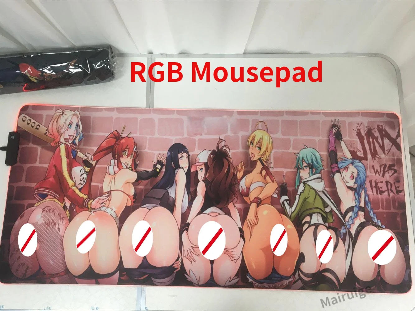 Anime Mouse Pad RGB Sexy Big Ass Girls Notebook PC Gamer 7 Color LED Lights USB Desktop Keyboard Rug Gaming Accessories Desk Mat