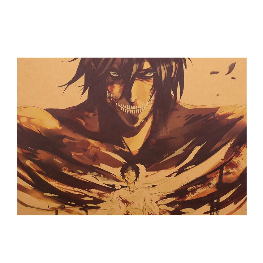 TIE LER Classic Attack on Titan Cartoon Anime Poster Kraft Paper Retro Wall Sticker Children's Room Decoration Painting