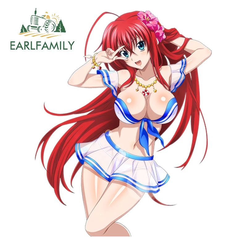 EARLFAMILY 13cm Sexy Uniform Girl Decal 3D Hentai Anime Waterproof Car Sticker Rias Gremory Vinyl Waterproof JDM Car Styling